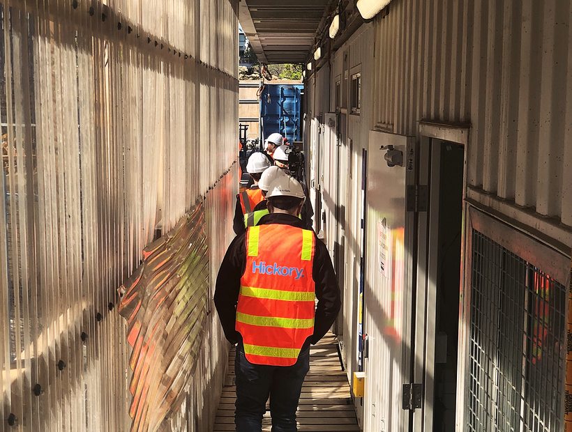 construction workers in hallway