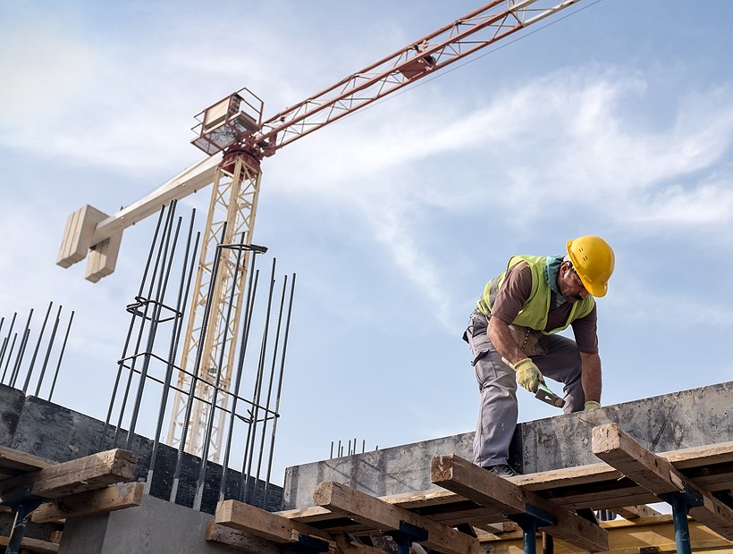 construction team member with hammer